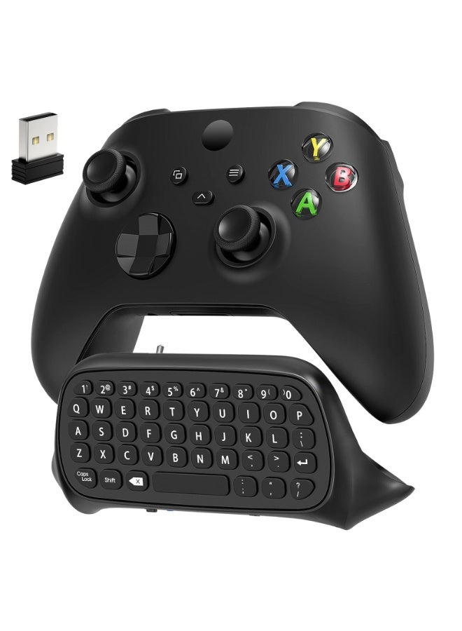 لوحة مفاتيح لجهاز Xbox Series X/S/One/One S Controller، لوحة مفاتيح لاسلكية للدردشة أثناء اللعب مع مستقبل USB، ملحق صوت/سماعة رأس لألعاب Xbox (لا يشمل جهاز التحكم)، أسود - Image 1